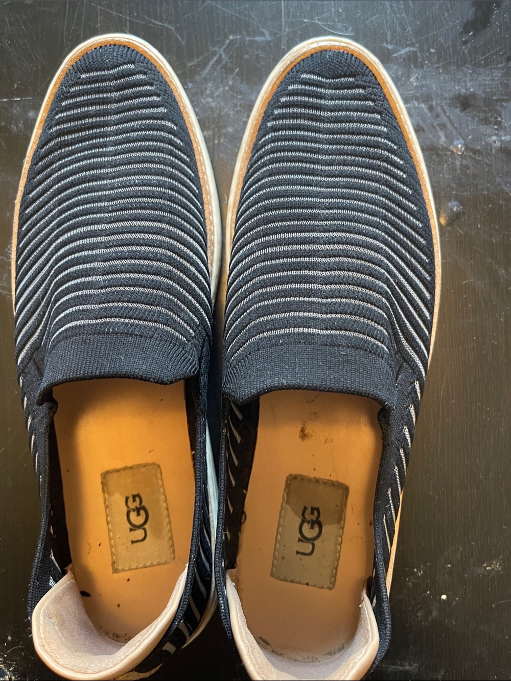 UGG Women’s Navy and White Slip-On Knit Sneakers